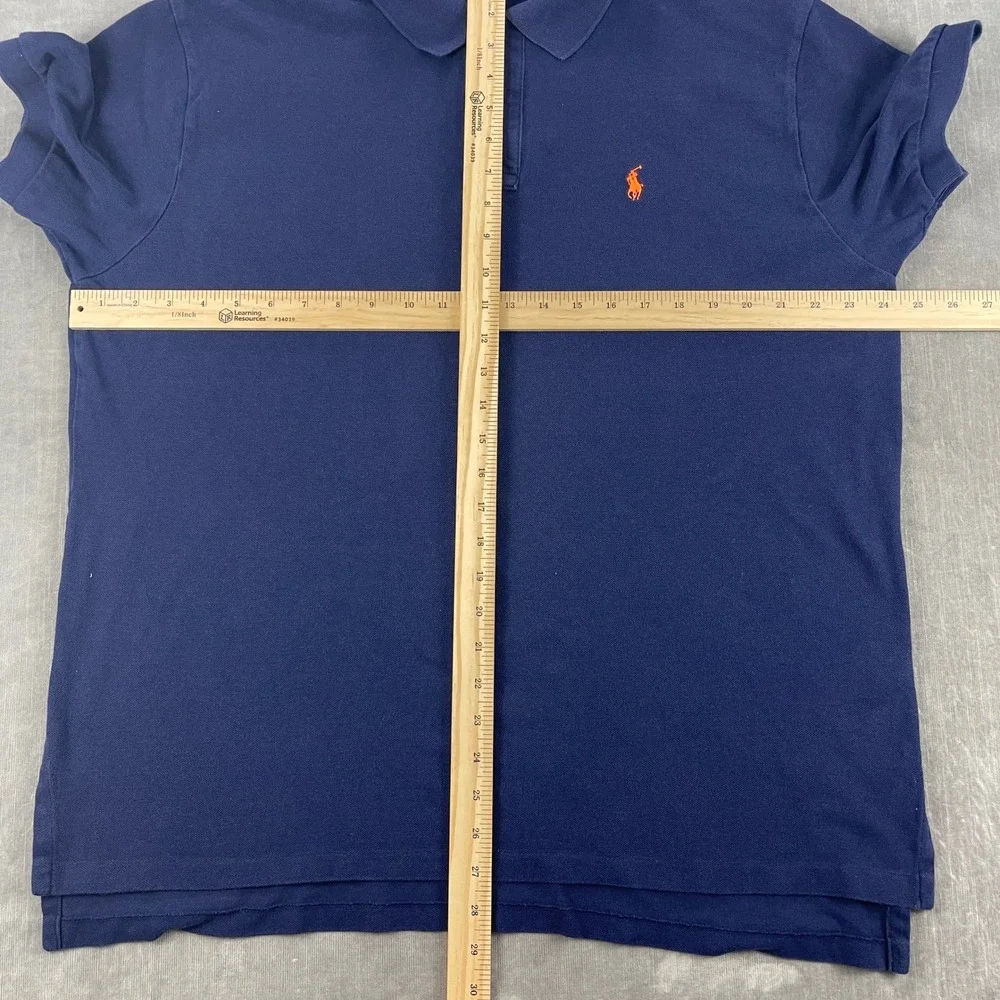 Polo Ralph Lauren Men XL Navy Blue Polo Shirt Orange Pony Logo